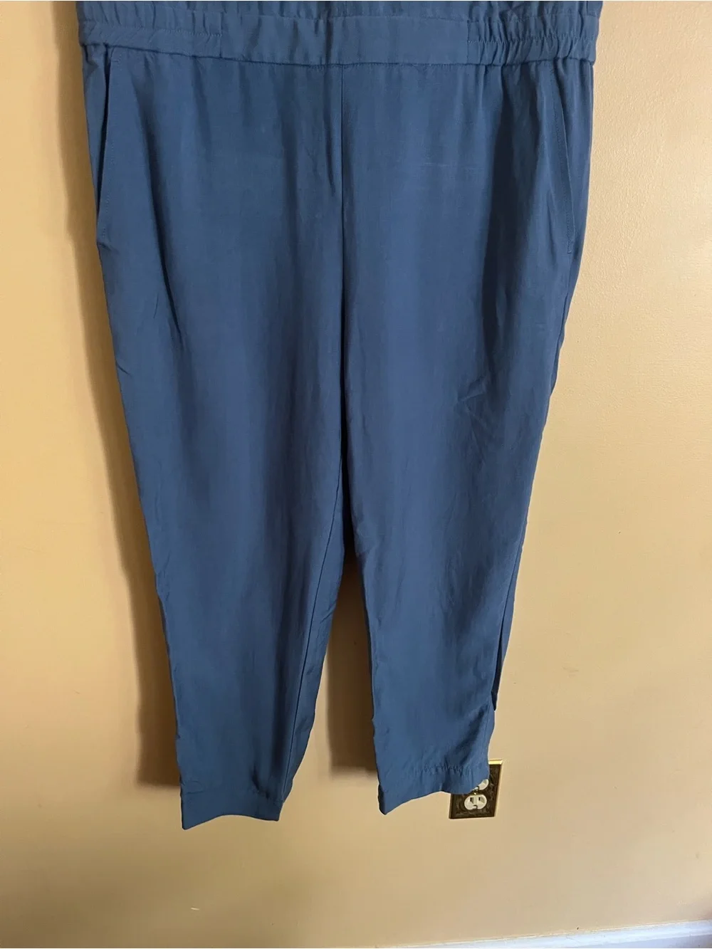 J. Crew Sleeveless Teal-Blue V-Neck Jumpsuit